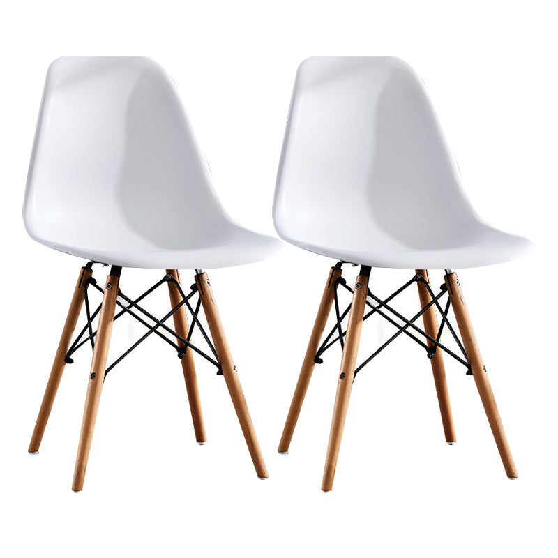 Contemporary Style Dining Chairs Armless Side Chair with Wooden Legs White Set of 2 Clearhalo 'Dining Chairs' 'Dining Tables & Seating' 'dining_chair' 'Furniture' 'furniture_dining_chair' 'Kitchen & Dining Furniture' 4781840