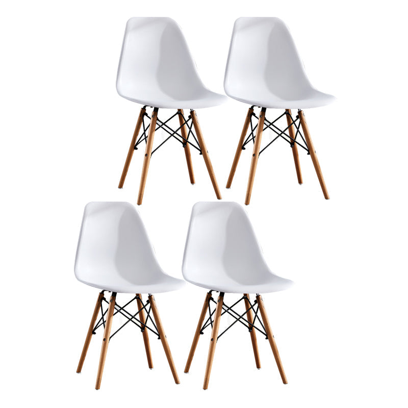 Contemporary Style Dining Chairs Armless Side Chair with Wooden Legs White Set of 4 Clearhalo 'Dining Chairs' 'Dining Tables & Seating' 'dining_chair' 'Furniture' 'furniture_dining_chair' 'Kitchen & Dining Furniture' 4781841