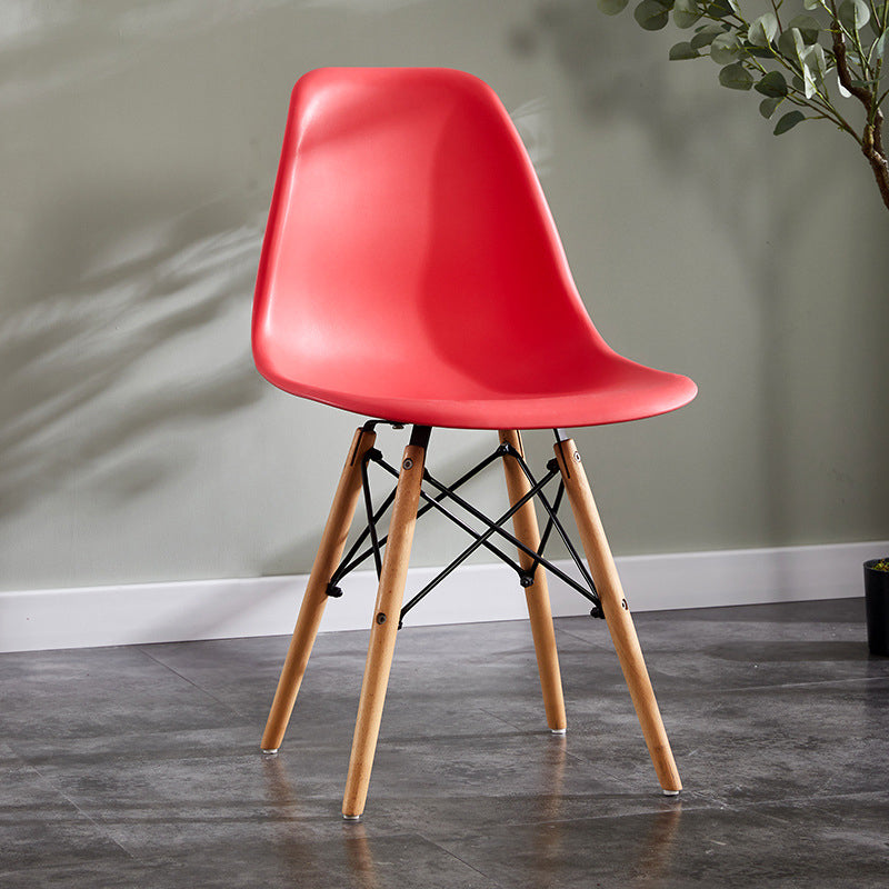 Contemporary Style Dining Chairs Armless Side Chair with Wooden Legs Red 1 Piece Clearhalo 'Dining Chairs' 'Dining Tables & Seating' 'dining_chair' 'Furniture' 'furniture_dining_chair' 'Kitchen & Dining Furniture' 4781843