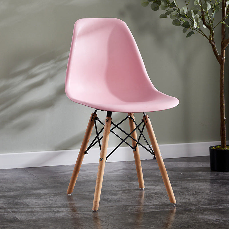 Contemporary Style Dining Chairs Armless Side Chair with Wooden Legs Pink 1 Piece Clearhalo 'Dining Chairs' 'Dining Tables & Seating' 'dining_chair' 'Furniture' 'furniture_dining_chair' 'Kitchen & Dining Furniture' 4781846