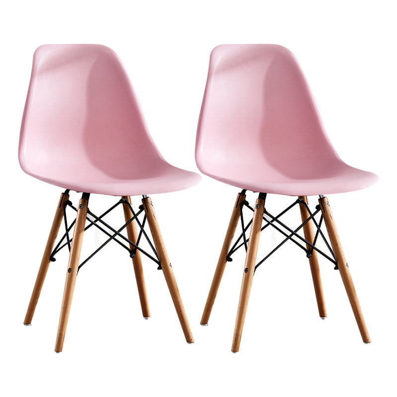 Contemporary Style Dining Chairs Armless Side Chair with Wooden Legs Pink Set of 2 Clearhalo 'Dining Chairs' 'Dining Tables & Seating' 'dining_chair' 'Furniture' 'furniture_dining_chair' 'Kitchen & Dining Furniture' 4781847