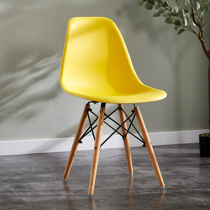 Contemporary Style Dining Chairs Armless Side Chair with Wooden Legs Yellow 1 Piece Clearhalo 'Dining Chairs' 'Dining Tables & Seating' 'dining_chair' 'Furniture' 'furniture_dining_chair' 'Kitchen & Dining Furniture' 4781849