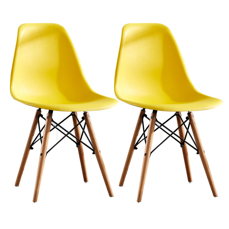 Contemporary Style Dining Chairs Armless Side Chair with Wooden Legs Yellow Set of 2 Clearhalo 'Dining Chairs' 'Dining Tables & Seating' 'dining_chair' 'Furniture' 'furniture_dining_chair' 'Kitchen & Dining Furniture' 4781850