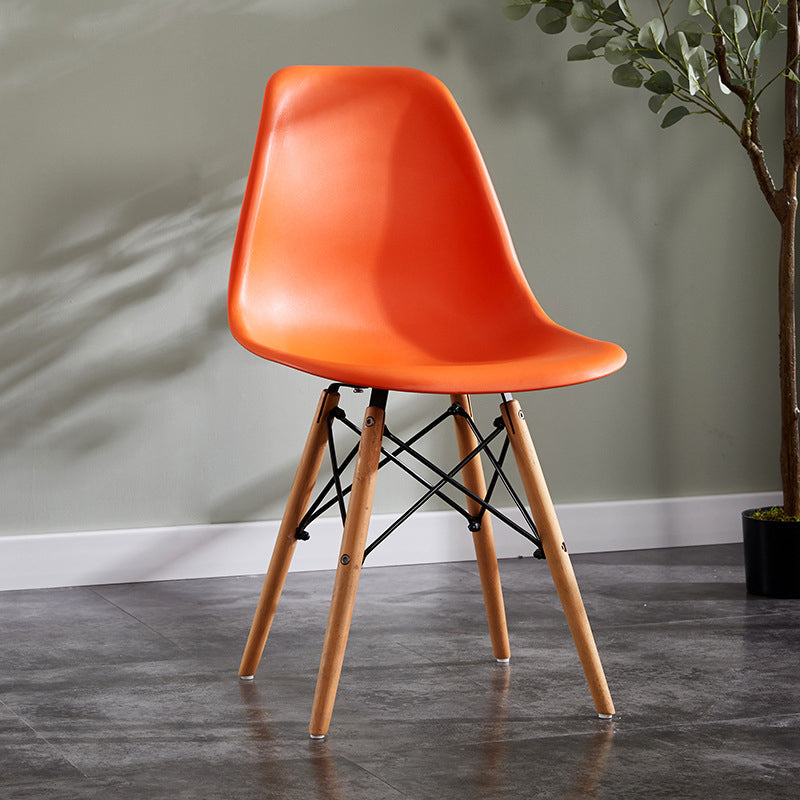 Contemporary Style Dining Chairs Armless Side Chair with Wooden Legs Orange 1 Piece Clearhalo 'Dining Chairs' 'Dining Tables & Seating' 'dining_chair' 'Furniture' 'furniture_dining_chair' 'Kitchen & Dining Furniture' 4781852