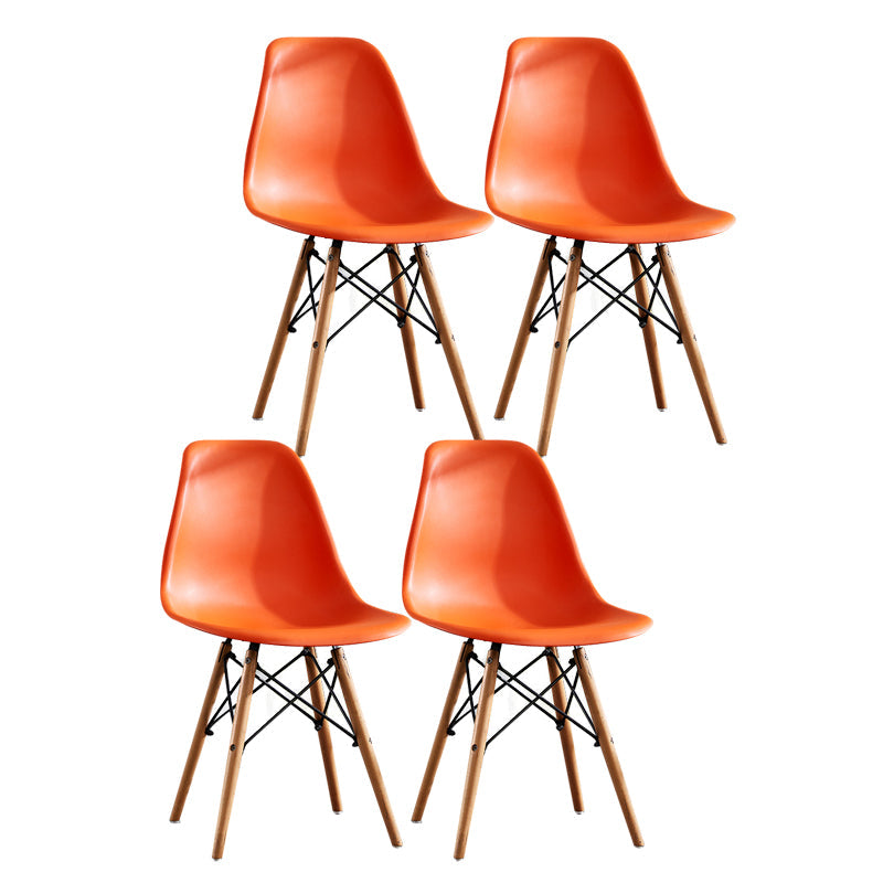 Contemporary Style Dining Chairs Armless Side Chair with Wooden Legs Orange Set of 4 Clearhalo 'Dining Chairs' 'Dining Tables & Seating' 'dining_chair' 'Furniture' 'furniture_dining_chair' 'Kitchen & Dining Furniture' 4781854