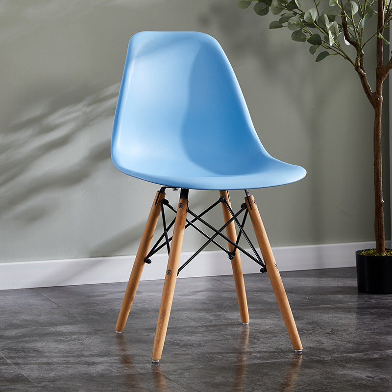 Contemporary Style Dining Chairs Armless Side Chair with Wooden Legs Light Blue 1 Piece Clearhalo 'Dining Chairs' 'Dining Tables & Seating' 'dining_chair' 'Furniture' 'furniture_dining_chair' 'Kitchen & Dining Furniture' 4781855