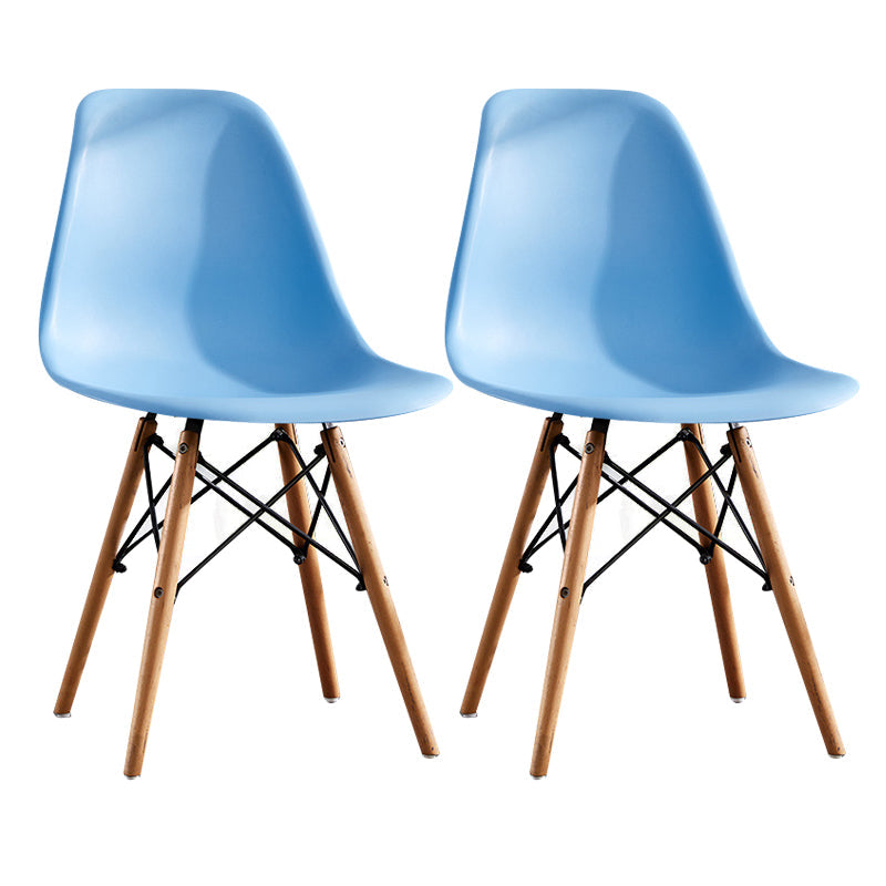 Contemporary Style Dining Chairs Armless Side Chair with Wooden Legs Light Blue Set of 2 Clearhalo 'Dining Chairs' 'Dining Tables & Seating' 'dining_chair' 'Furniture' 'furniture_dining_chair' 'Kitchen & Dining Furniture' 4781856