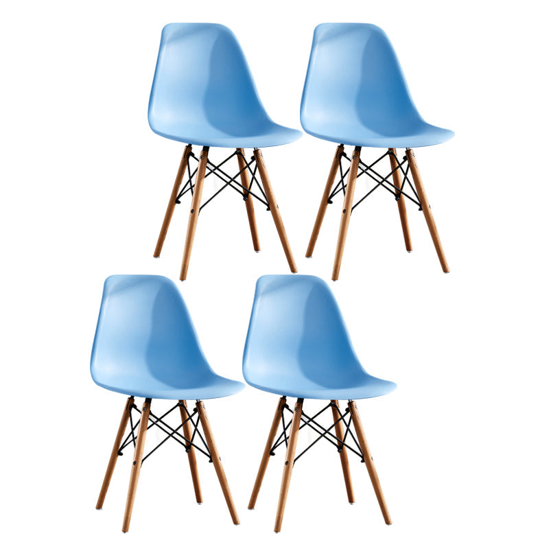 Contemporary Style Dining Chairs Armless Side Chair with Wooden Legs Light Blue Set of 4 Clearhalo 'Dining Chairs' 'Dining Tables & Seating' 'dining_chair' 'Furniture' 'furniture_dining_chair' 'Kitchen & Dining Furniture' 4781857