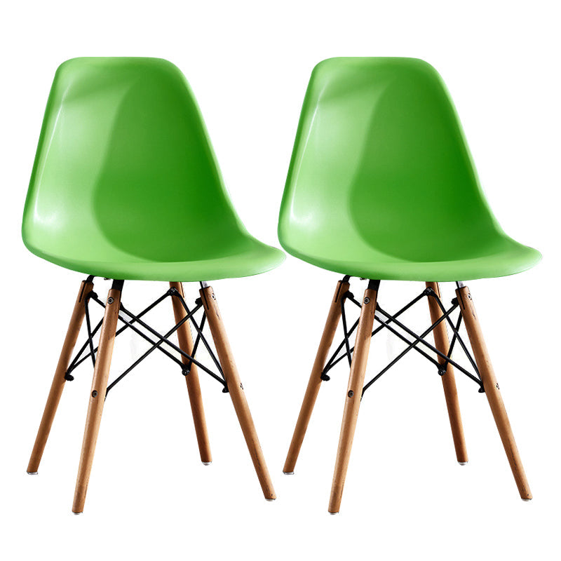 Contemporary Style Dining Chairs Armless Side Chair with Wooden Legs Green Set of 2 Clearhalo 'Dining Chairs' 'Dining Tables & Seating' 'dining_chair' 'Furniture' 'furniture_dining_chair' 'Kitchen & Dining Furniture' 4781859