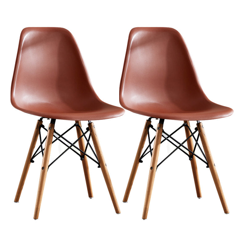 Contemporary Style Dining Chairs Armless Side Chair with Wooden Legs Coffee Set of 2 Clearhalo 'Dining Chairs' 'Dining Tables & Seating' 'dining_chair' 'Furniture' 'furniture_dining_chair' 'Kitchen & Dining Furniture' 4781862