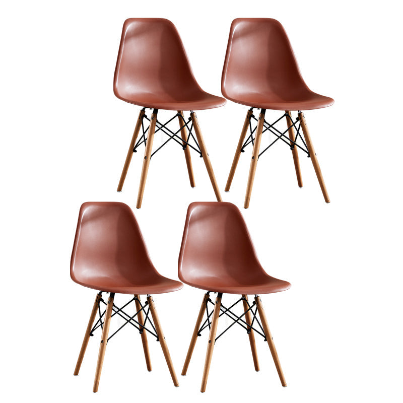 Contemporary Style Dining Chairs Armless Side Chair with Wooden Legs Coffee Set of 4 Clearhalo 'Dining Chairs' 'Dining Tables & Seating' 'dining_chair' 'Furniture' 'furniture_dining_chair' 'Kitchen & Dining Furniture' 4781863