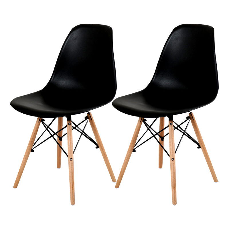 Contemporary Style Dining Chair Armless Side Chair with Wooden Legs Black Set of 2 Clearhalo 'Dining Chairs' 'Dining Tables & Seating' 'dining_chair' 'Furniture' 'furniture_dining_chair' 'Kitchen & Dining Furniture' 4781867