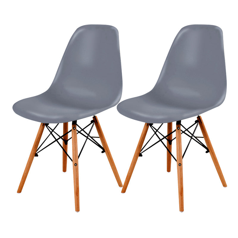 Contemporary Style Dining Chair Armless Side Chair with Wooden Legs Grey Set of 2 Clearhalo 'Dining Chairs' 'Dining Tables & Seating' 'dining_chair' 'Furniture' 'furniture_dining_chair' 'Kitchen & Dining Furniture' 4781874
