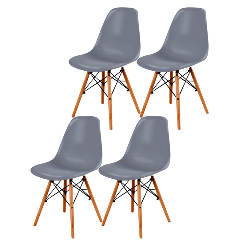 Contemporary Style Dining Chair Armless Side Chair with Wooden Legs Grey Set of 4 Clearhalo 'Dining Chairs' 'Dining Tables & Seating' 'dining_chair' 'Furniture' 'furniture_dining_chair' 'Kitchen & Dining Furniture' 4781876