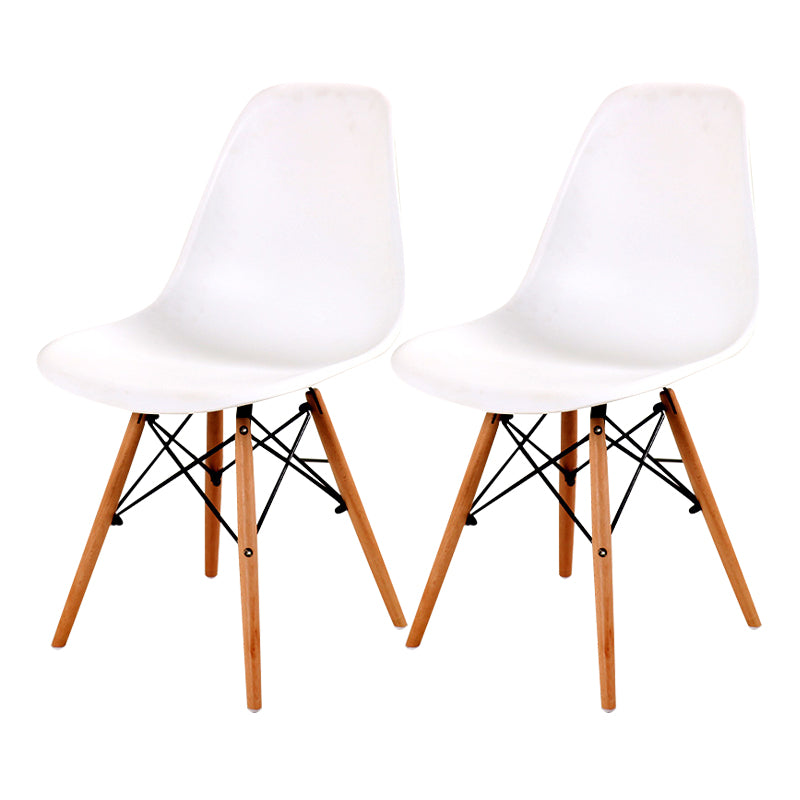 Contemporary Style Dining Chair Armless Side Chair with Wooden Legs White Set of 2 Clearhalo 'Dining Chairs' 'Dining Tables & Seating' 'dining_chair' 'Furniture' 'furniture_dining_chair' 'Kitchen & Dining Furniture' 4781879