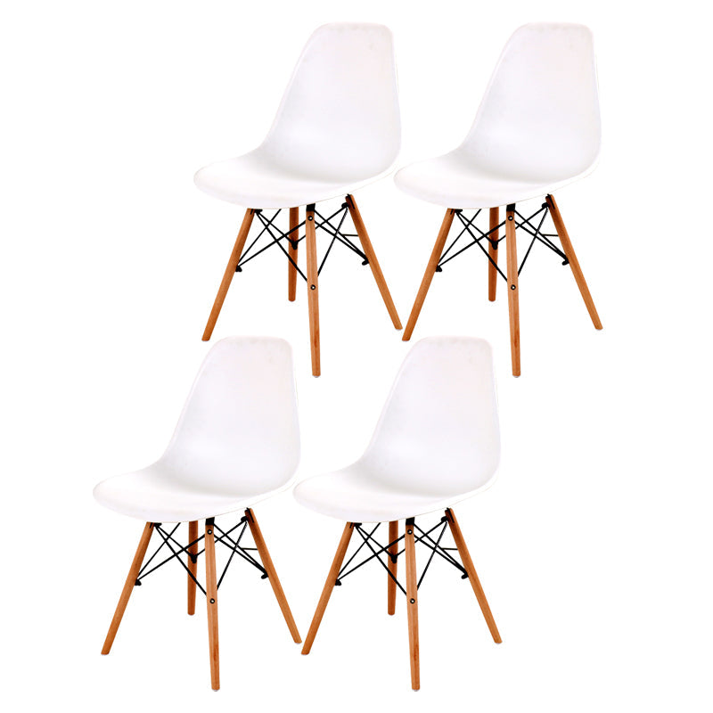 Contemporary Style Dining Chair Armless Side Chair with Wooden Legs White Set of 4 Clearhalo 'Dining Chairs' 'Dining Tables & Seating' 'dining_chair' 'Furniture' 'furniture_dining_chair' 'Kitchen & Dining Furniture' 4781881