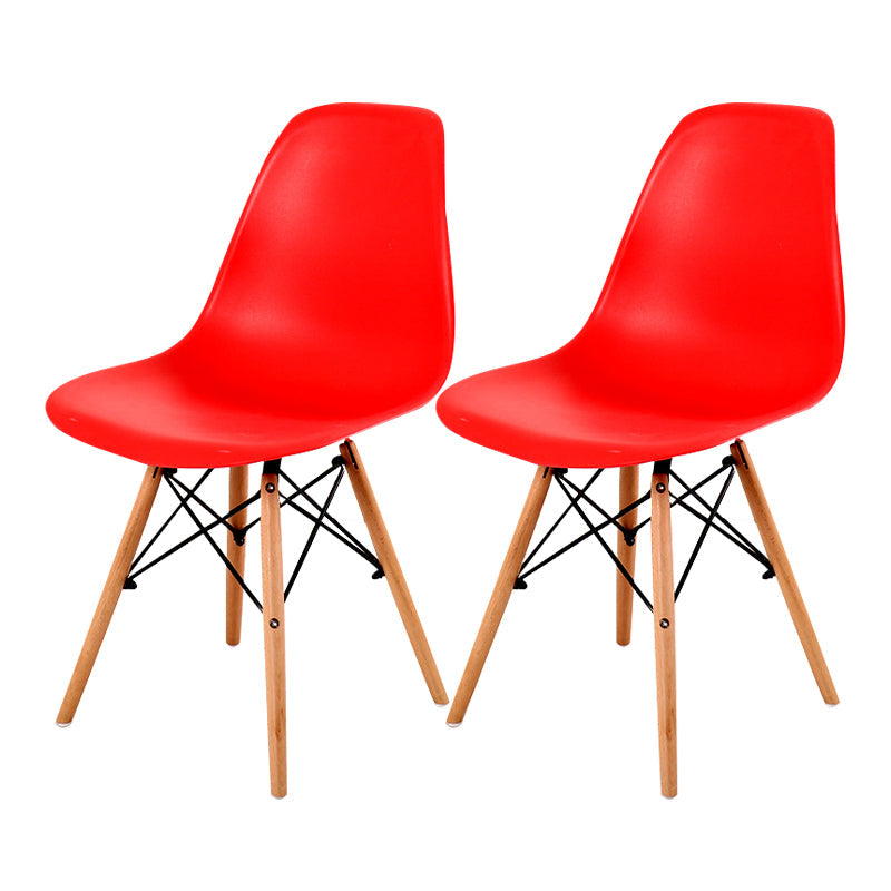 Contemporary Style Dining Chair Armless Side Chair with Wooden Legs Red Set of 2 Clearhalo 'Dining Chairs' 'Dining Tables & Seating' 'dining_chair' 'Furniture' 'furniture_dining_chair' 'Kitchen & Dining Furniture' 4781885