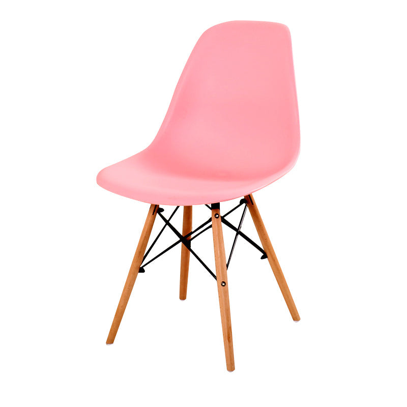 Contemporary Style Dining Chair Armless Side Chair with Wooden Legs Pink 1 Piece Clearhalo 'Dining Chairs' 'Dining Tables & Seating' 'dining_chair' 'Furniture' 'furniture_dining_chair' 'Kitchen & Dining Furniture' 4781887