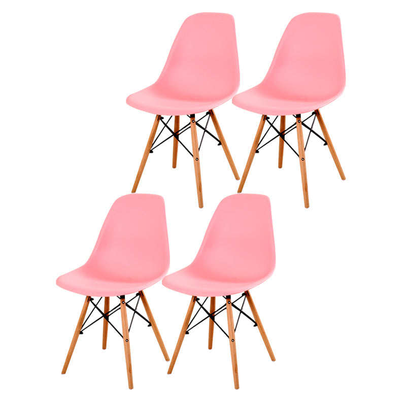 Contemporary Style Dining Chair Armless Side Chair with Wooden Legs Pink Set of 4 Clearhalo 'Dining Chairs' 'Dining Tables & Seating' 'dining_chair' 'Furniture' 'furniture_dining_chair' 'Kitchen & Dining Furniture' 4781889