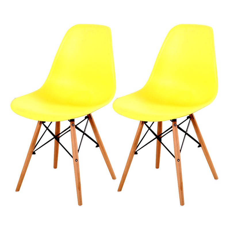 Contemporary Style Dining Chair Armless Side Chair with Wooden Legs Yellow Set of 2 Clearhalo 'Dining Chairs' 'Dining Tables & Seating' 'dining_chair' 'Furniture' 'furniture_dining_chair' 'Kitchen & Dining Furniture' 4781891
