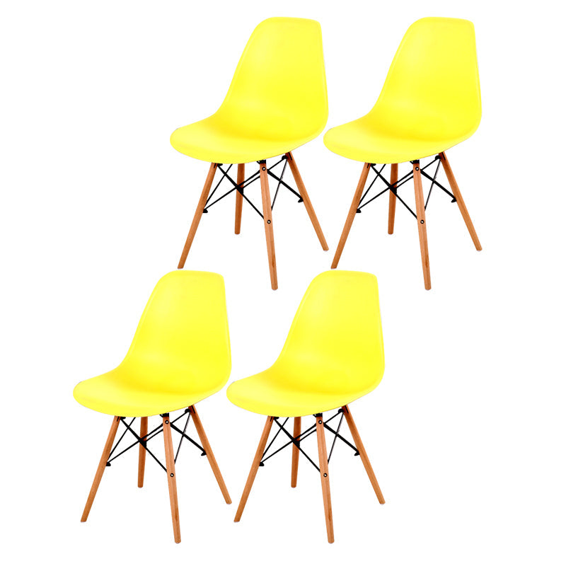 Contemporary Style Dining Chair Armless Side Chair with Wooden Legs Yellow Set of 4 Clearhalo 'Dining Chairs' 'Dining Tables & Seating' 'dining_chair' 'Furniture' 'furniture_dining_chair' 'Kitchen & Dining Furniture' 4781892