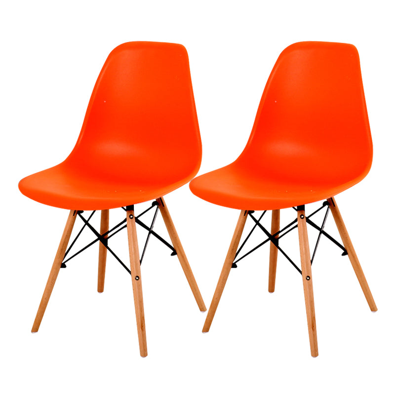 Contemporary Style Dining Chair Armless Side Chair with Wooden Legs Orange Set of 2 Clearhalo 'Dining Chairs' 'Dining Tables & Seating' 'dining_chair' 'Furniture' 'furniture_dining_chair' 'Kitchen & Dining Furniture' 4781894