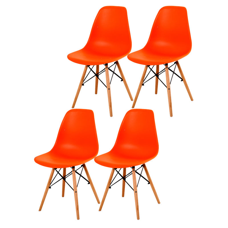 Contemporary Style Dining Chair Armless Side Chair with Wooden Legs Orange Set of 4 Clearhalo 'Dining Chairs' 'Dining Tables & Seating' 'dining_chair' 'Furniture' 'furniture_dining_chair' 'Kitchen & Dining Furniture' 4781895