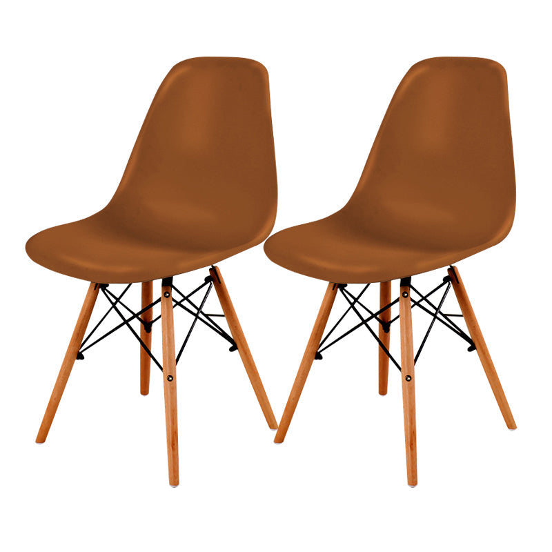 Contemporary Style Dining Chair Armless Side Chair with Wooden Legs Brown Set of 2 Clearhalo 'Dining Chairs' 'Dining Tables & Seating' 'dining_chair' 'Furniture' 'furniture_dining_chair' 'Kitchen & Dining Furniture' 4781897