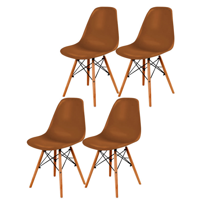 Contemporary Style Dining Chair Armless Side Chair with Wooden Legs Brown Set of 4 Clearhalo 'Dining Chairs' 'Dining Tables & Seating' 'dining_chair' 'Furniture' 'furniture_dining_chair' 'Kitchen & Dining Furniture' 4781898