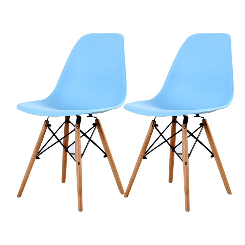 Contemporary Style Dining Chair Armless Side Chair with Wooden Legs Blue Set of 2 Clearhalo 'Dining Chairs' 'Dining Tables & Seating' 'dining_chair' 'Furniture' 'furniture_dining_chair' 'Kitchen & Dining Furniture' 4781900