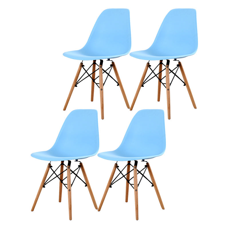 Contemporary Style Dining Chair Armless Side Chair with Wooden Legs Blue Set of 4 Clearhalo 'Dining Chairs' 'Dining Tables & Seating' 'dining_chair' 'Furniture' 'furniture_dining_chair' 'Kitchen & Dining Furniture' 4781901