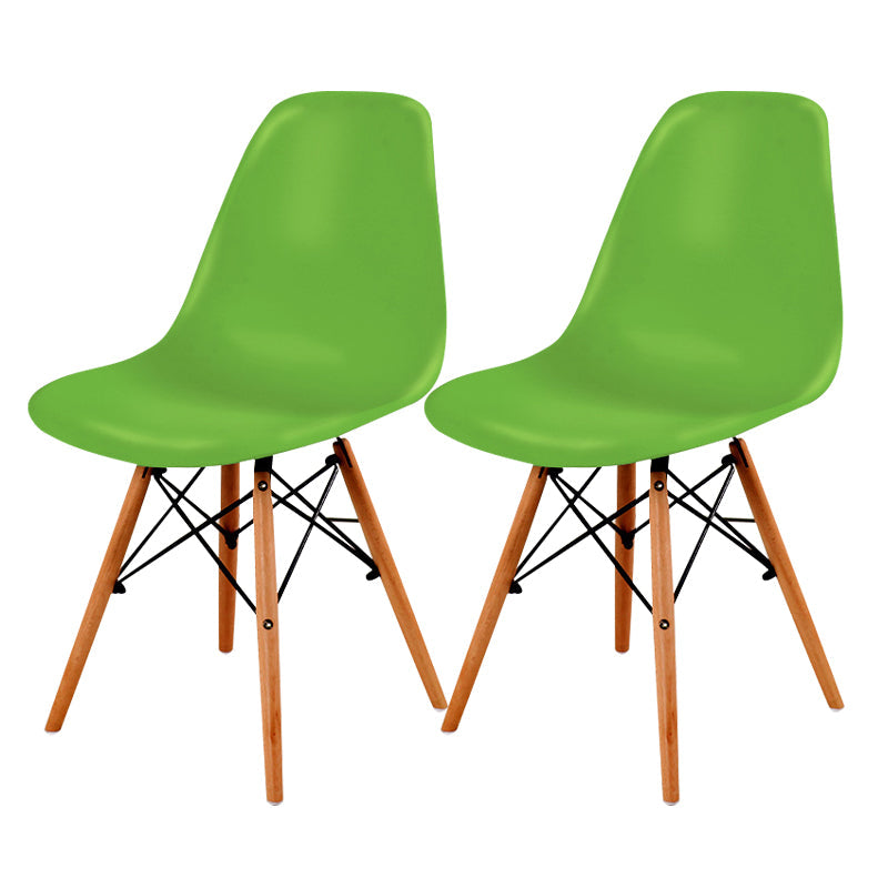 Contemporary Style Dining Chair Armless Side Chair with Wooden Legs Green Set of 2 Clearhalo 'Dining Chairs' 'Dining Tables & Seating' 'dining_chair' 'Furniture' 'furniture_dining_chair' 'Kitchen & Dining Furniture' 4781903