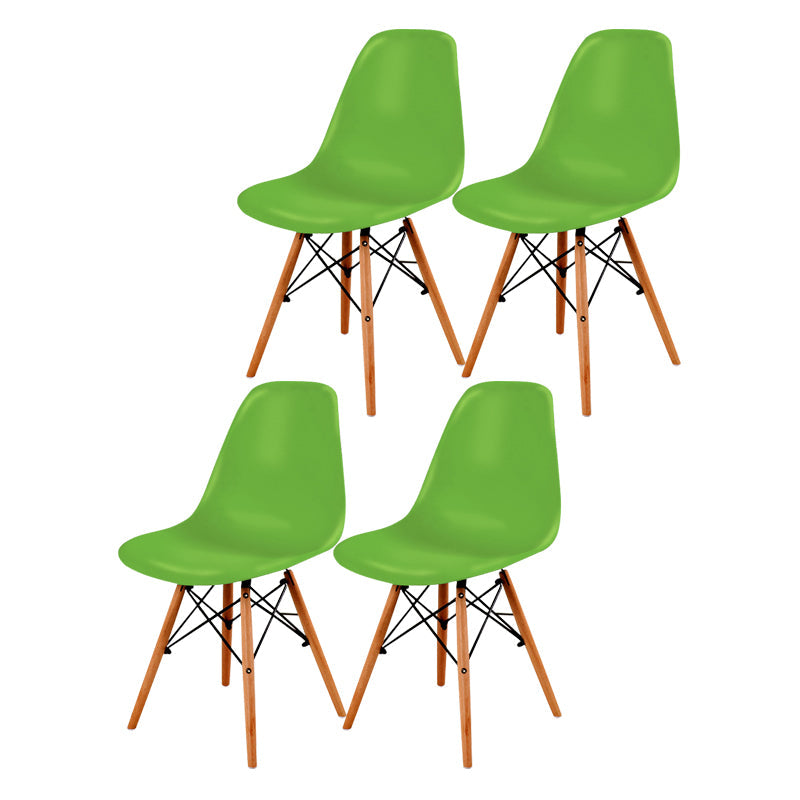 Contemporary Style Dining Chair Armless Side Chair with Wooden Legs Green Set of 4 Clearhalo 'Dining Chairs' 'Dining Tables & Seating' 'dining_chair' 'Furniture' 'furniture_dining_chair' 'Kitchen & Dining Furniture' 4781904