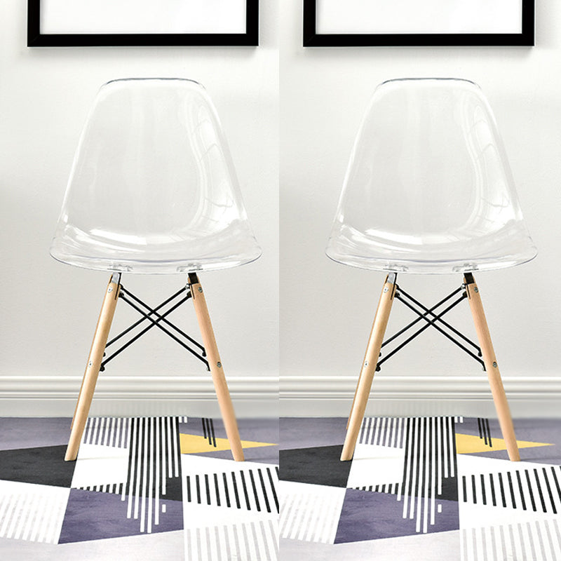 Scandinavian Plastic Dining Room Side Chair Solid Back Chair with Wood Legs White Set of 2 Clearhalo 'Dining Chairs' 'Dining Tables & Seating' 'dining_chair' 'Furniture' 'furniture_dining_chair' 'Kitchen & Dining Furniture' 4781914