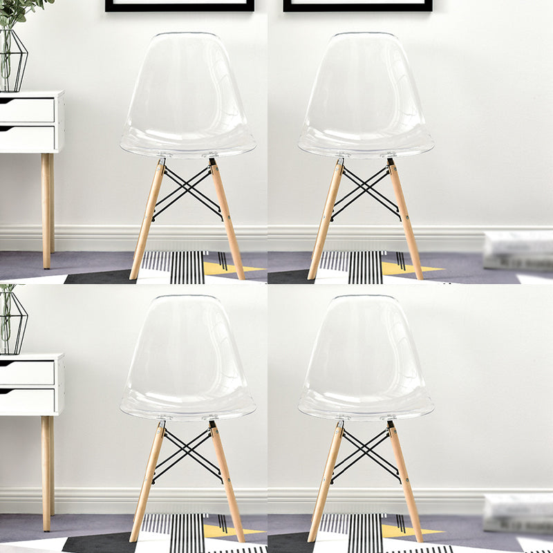 Scandinavian Plastic Dining Room Side Chair Solid Back Chair with Wood Legs White Set of 4 Clearhalo 'Dining Chairs' 'Dining Tables & Seating' 'dining_chair' 'Furniture' 'furniture_dining_chair' 'Kitchen & Dining Furniture' 4781916