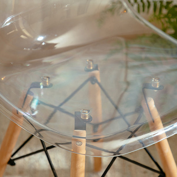 Scandinavian Plastic Dining Room Side Chair Solid Back Chair with Wood Legs Clearhalo 'Dining Chairs' 'Dining Tables & Seating' 'dining_chair' 'Furniture' 'furniture_dining_chair' 'Kitchen & Dining Furniture' 4781917