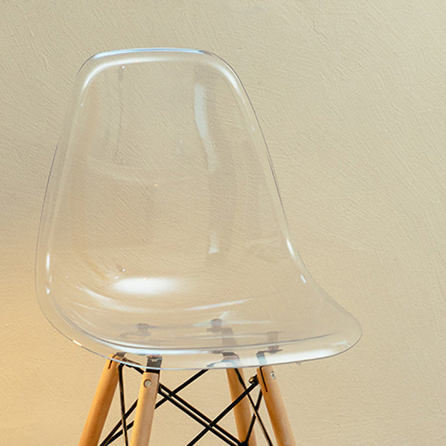 Scandinavian Plastic Dining Room Side Chair Solid Back Chair with Wood Legs Clearhalo 'Dining Chairs' 'Dining Tables & Seating' 'dining_chair' 'Furniture' 'furniture_dining_chair' 'Kitchen & Dining Furniture' 4781921