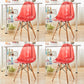 Scandinavian Plastic Dining Room Side Chair Solid Back Chair with Wood Legs Red Set of 4 Clearhalo 'Dining Chairs' 'Dining Tables & Seating' 'dining_chair' 'Furniture' 'furniture_dining_chair' 'Kitchen & Dining Furniture' 4781922