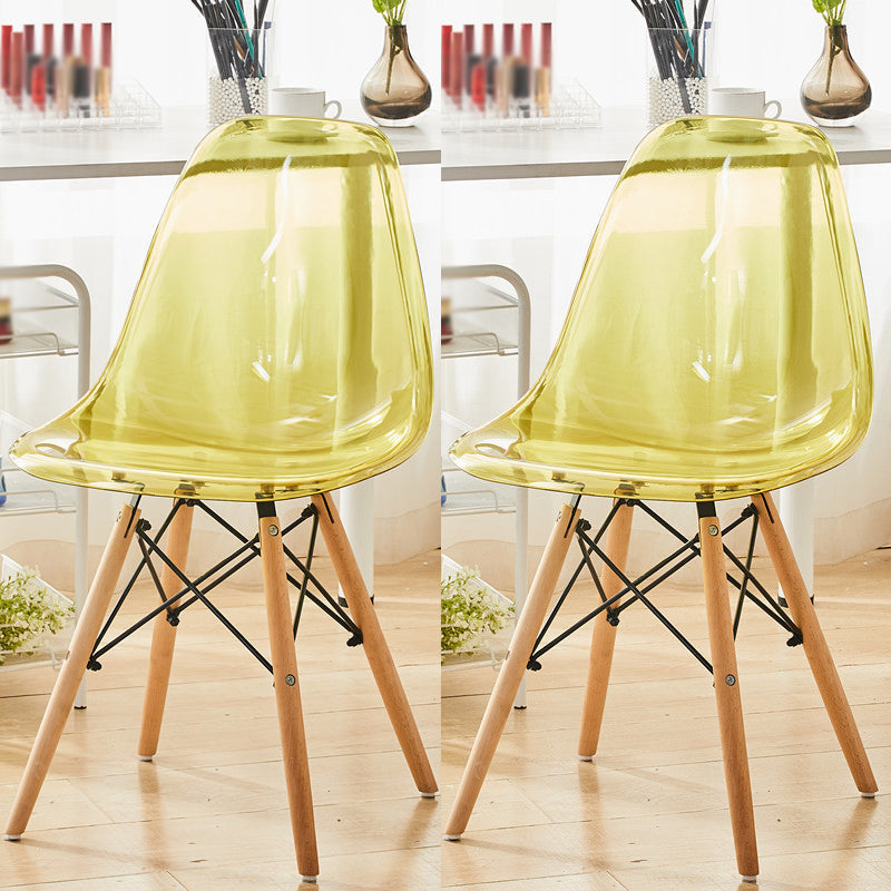 Scandinavian Plastic Dining Room Side Chair Solid Back Chair with Wood Legs Green Set of 2 Clearhalo 'Dining Chairs' 'Dining Tables & Seating' 'dining_chair' 'Furniture' 'furniture_dining_chair' 'Kitchen & Dining Furniture' 4781926