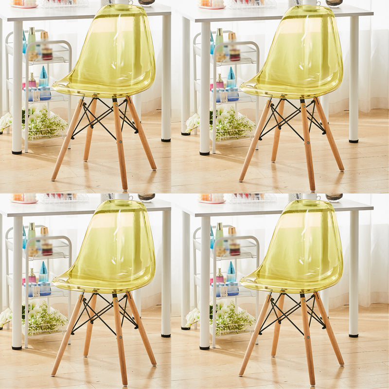 Scandinavian Plastic Dining Room Side Chair Solid Back Chair with Wood Legs Green Set of 4 Clearhalo 'Dining Chairs' 'Dining Tables & Seating' 'dining_chair' 'Furniture' 'furniture_dining_chair' 'Kitchen & Dining Furniture' 4781927