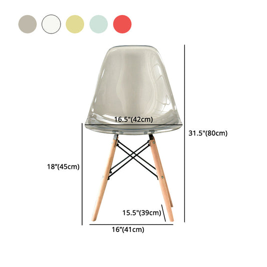 Scandinavian Plastic Dining Room Side Chair Solid Back Chair with Wood Legs Clearhalo 'Dining Chairs' 'Dining Tables & Seating' 'dining_chair' 'Furniture' 'furniture_dining_chair' 'Kitchen & Dining Furniture' 4781928