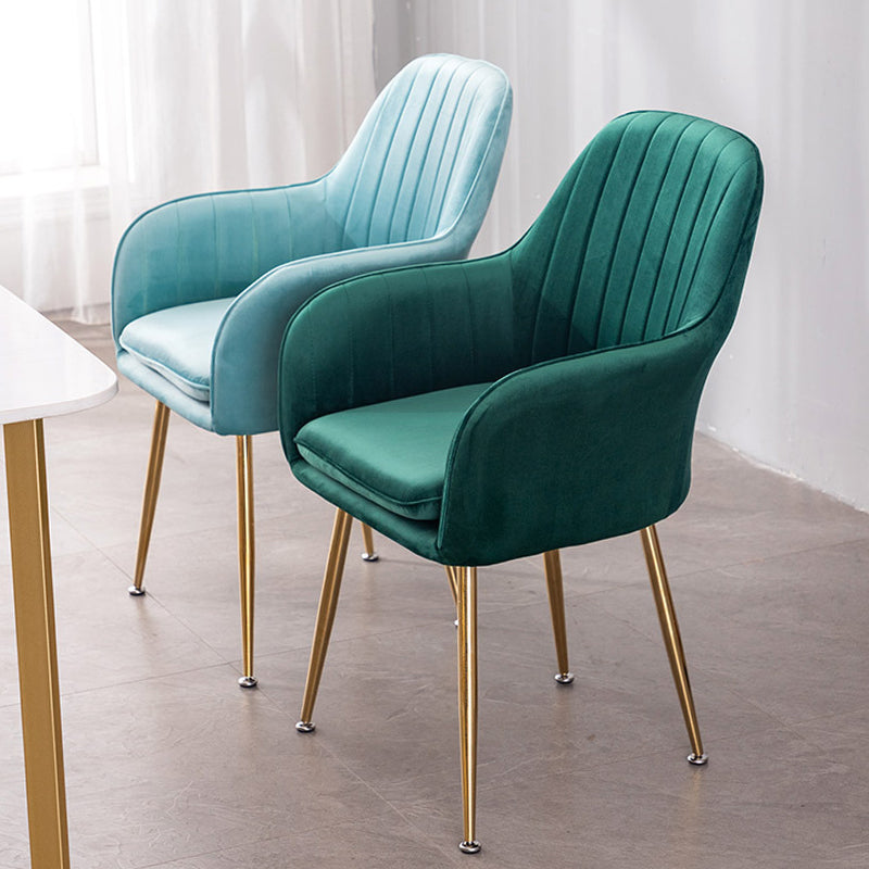 Nordic Glam Style Dining Chair Arm Side Chair with Metal Legs Clearhalo 'Dining Chairs' 'Dining Tables & Seating' 'dining_chair' 'Furniture' 'furniture_dining_chair' 'Kitchen & Dining Furniture' 4781929