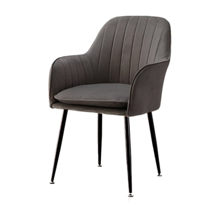 Nordic Glam Style Dining Chair Arm Side Chair with Metal Legs Dark Gray Black 1 Piece Clearhalo 'Dining Chairs' 'Dining Tables & Seating' 'dining_chair' 'Furniture' 'furniture_dining_chair' 'Kitchen & Dining Furniture' 4781930