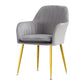Nordic Glam Style Dining Chair Arm Side Chair with Metal Legs Light Gray Brass Gold 1 Piece Clearhalo 'Dining Chairs' 'Dining Tables & Seating' 'dining_chair' 'Furniture' 'furniture_dining_chair' 'Kitchen & Dining Furniture' 4781946
