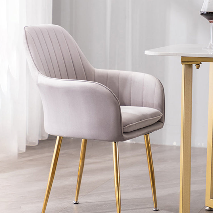 Nordic Glam Style Dining Chair Arm Side Chair with Metal Legs Clearhalo 'Dining Chairs' 'Dining Tables & Seating' 'dining_chair' 'Furniture' 'furniture_dining_chair' 'Kitchen & Dining Furniture' 4781950