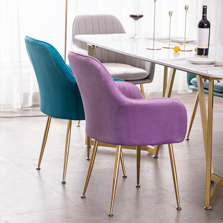 Nordic Glam Style Dining Chair Arm Side Chair with Metal Legs Clearhalo 'Dining Chairs' 'Dining Tables & Seating' 'dining_chair' 'Furniture' 'furniture_dining_chair' 'Kitchen & Dining Furniture' 4781951