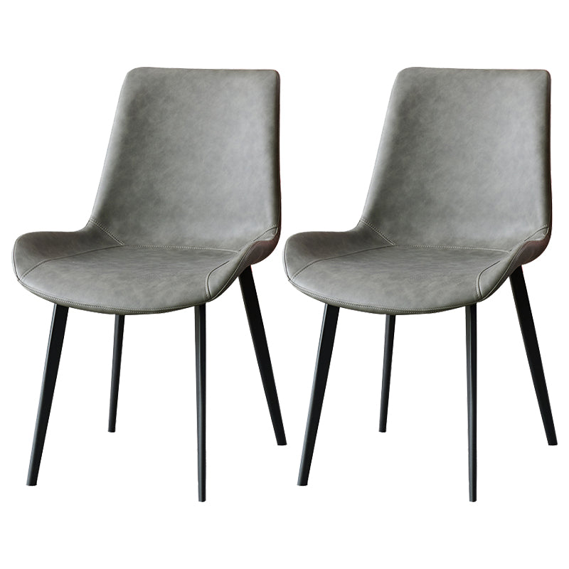Metal Contemporary Indoor-Outdoor Side Chair Solid Back Chair Grey 2 Piece Set Clearhalo 'Dining Chairs' 'Dining Tables & Seating' 'dining_chair' 'furn' 'furn_dining_chair' 'Furniture' 'furniture_dining_chair' 'Kitchen & Dining Furniture' 4781958
