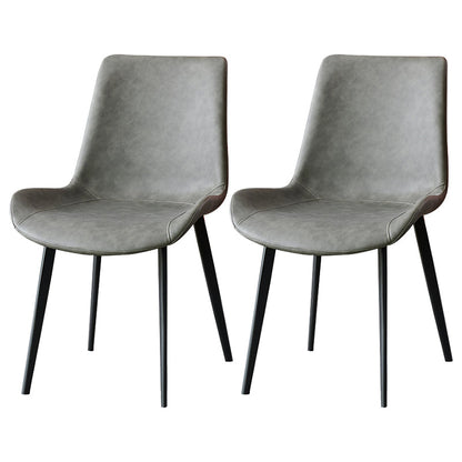 Metal Contemporary Indoor-Outdoor Side Chair Solid Back Chair Grey 2 Piece Set Clearhalo 'Dining Chairs' 'Dining Tables & Seating' 'dining_chair' 'furn' 'furn_dining_chair' 'Furniture' 'furniture_dining_chair' 'Kitchen & Dining Furniture' 4781958