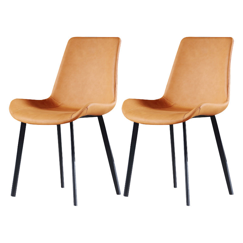 Metal Contemporary Indoor-Outdoor Side Chair Solid Back Chair Orange 2 Piece Set Clearhalo 'Dining Chairs' 'Dining Tables & Seating' 'dining_chair' 'furn' 'furn_dining_chair' 'Furniture' 'furniture_dining_chair' 'Kitchen & Dining Furniture' 4781969