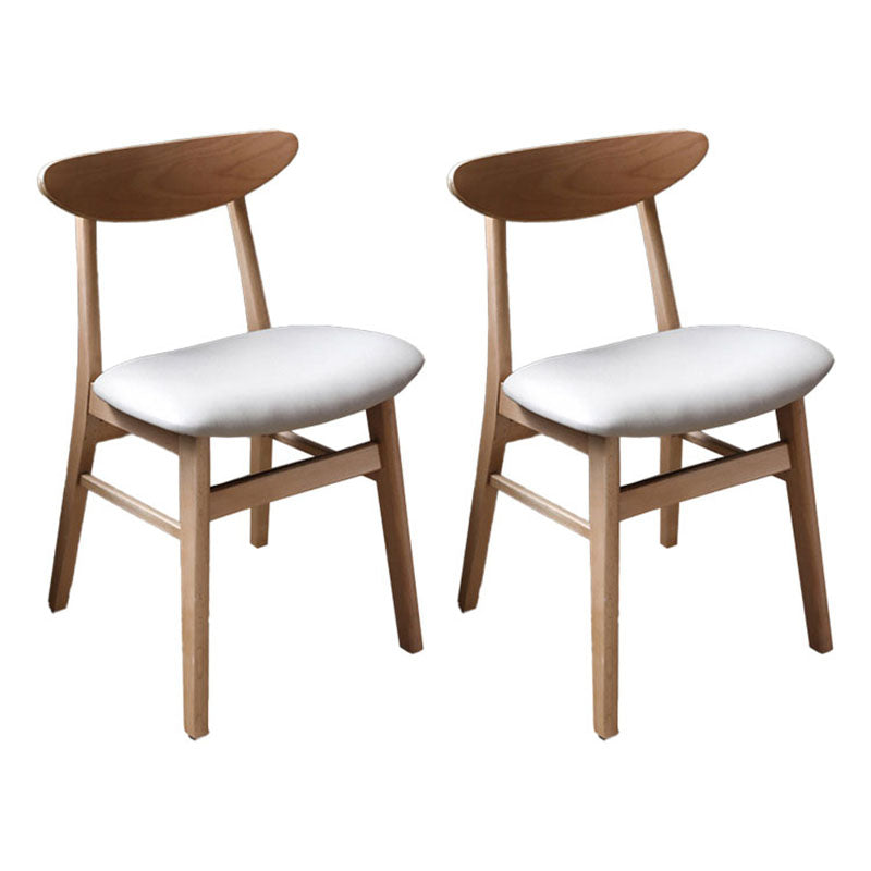 Contemporary Style Dining Chairs Armless Side Chairs with Wooden Legs Natural Wood White 2 Piece Set Clearhalo 'Dining Chairs' 'Dining Tables & Seating' 'dining_chair' 'furn' 'furn_dining_chair' 'Furniture' 'furniture_dining_chair' 'Kitchen & Dining Furniture' 4781977